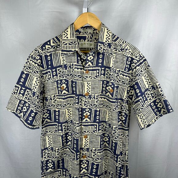 Orvis Short Sleeve 100% Cotton Button Up Pattern Shirt Men's Size Medium - Picture 1 of 6